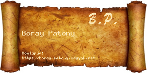 Boray Patony névjegykártya